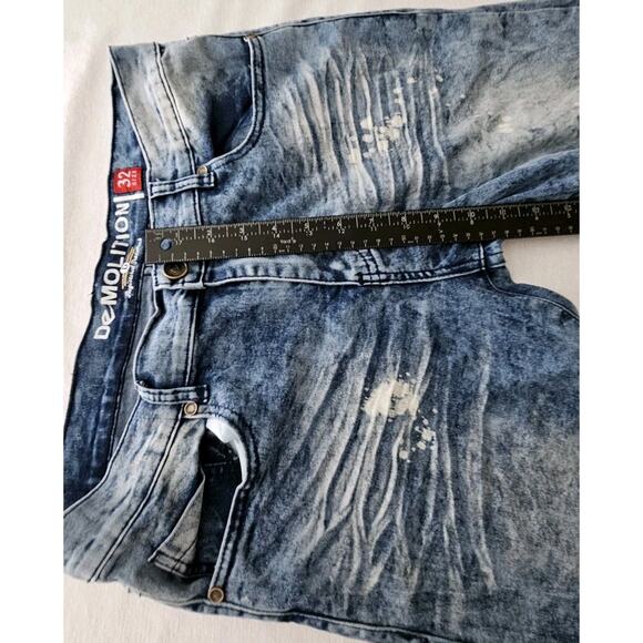 Demolition Mens Acid Bleach Wash Distressed Rocker Skater Jeans Size 32x32 - Picture 4 of 11